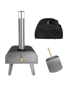 Black 16" Pizza Oven Wood Pellet with Paddle & Carry Bag